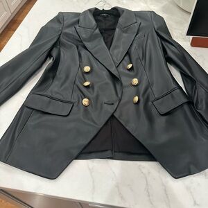 Express Black Double-Breasted Blazer with Gold Buttons